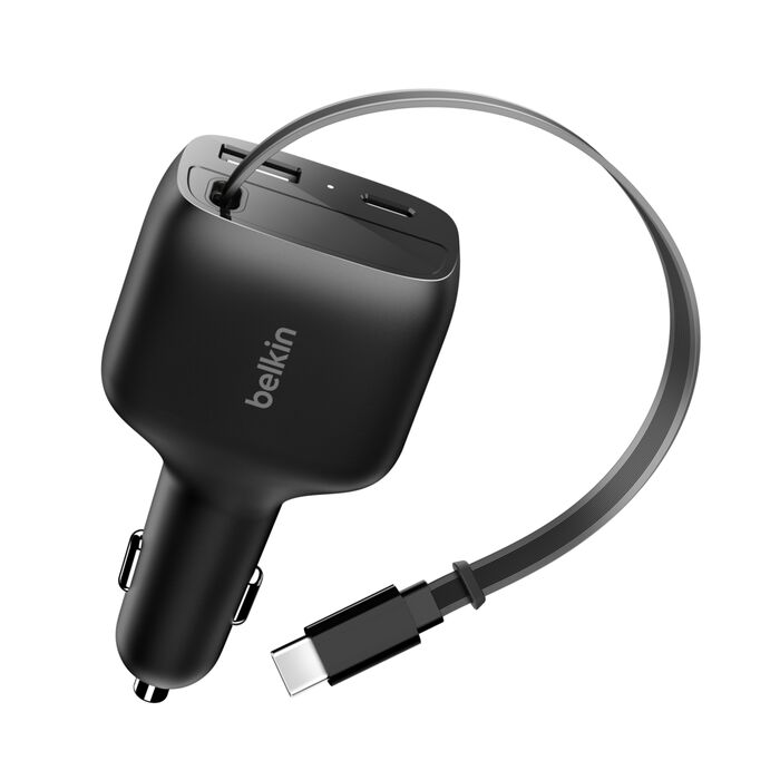 BELKIN BOOST CHARGE RETRACTABLE CAR CHARGER 75W BLACK CCC001HQBK - Image 4