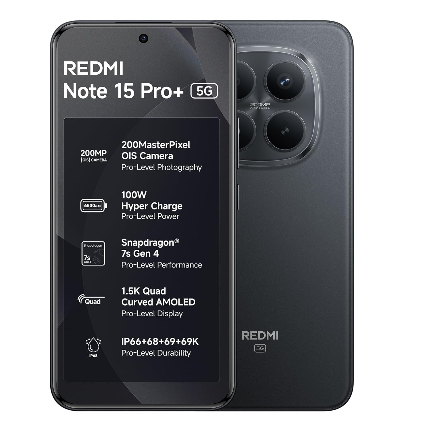 MI REDMI NOTE 15 PRO+ 5G 12GB RAM 512GB ROM BLACK - Image 2