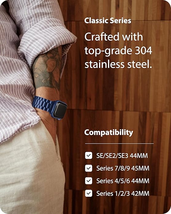 APPLE WATCH STAINLESS STEEL BAND 44/45/49MM BLUE - Image 4
