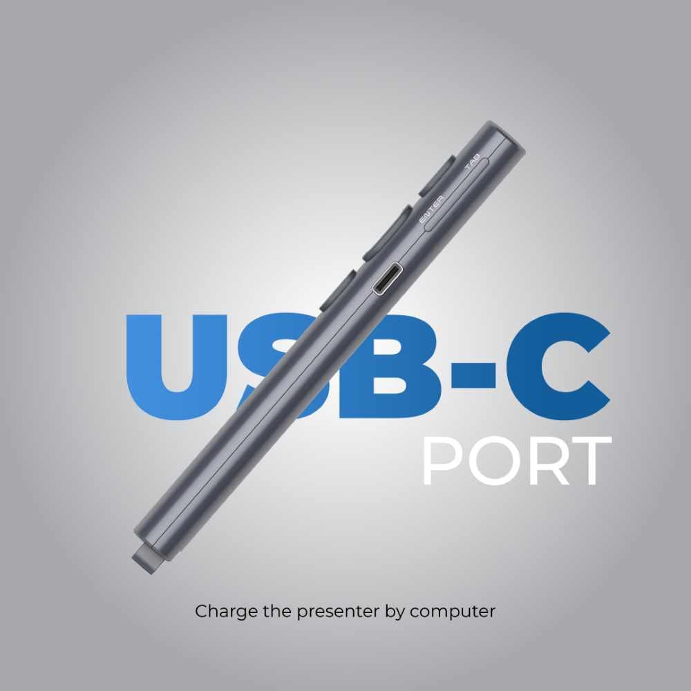 BLUPEBBLE WAND REMOTE BT PRESENTER WITH USB A & USB C RECEIVER GREY BP-WANDBT-GY - Image 8