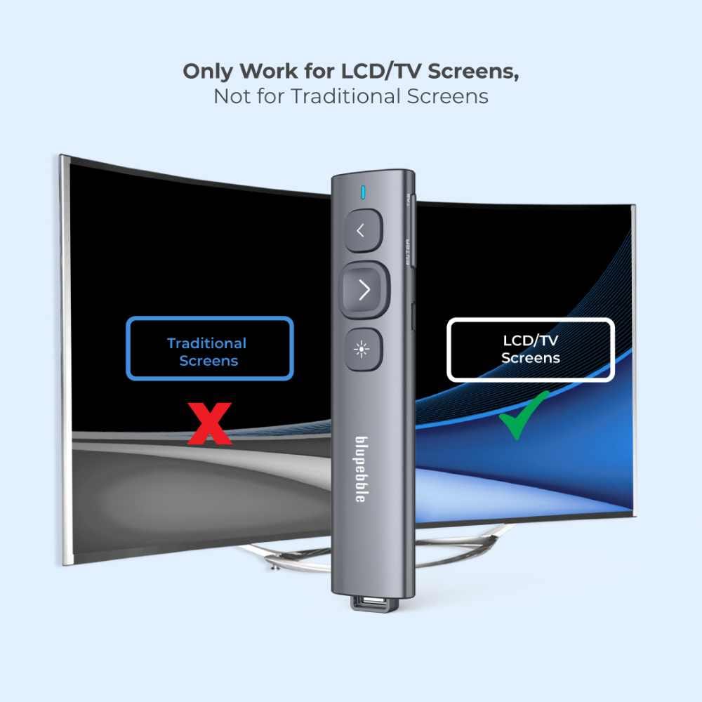 BLUPEBBLE WAND REMOTE BT PRESENTER WITH USB A & USB C RECEIVER GREY BP-WANDBT-GY - Image 3