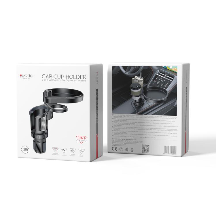 YESIDO 3 IN 1 CAR CUP PHONE HOLDER BLACK C180 - Image 10