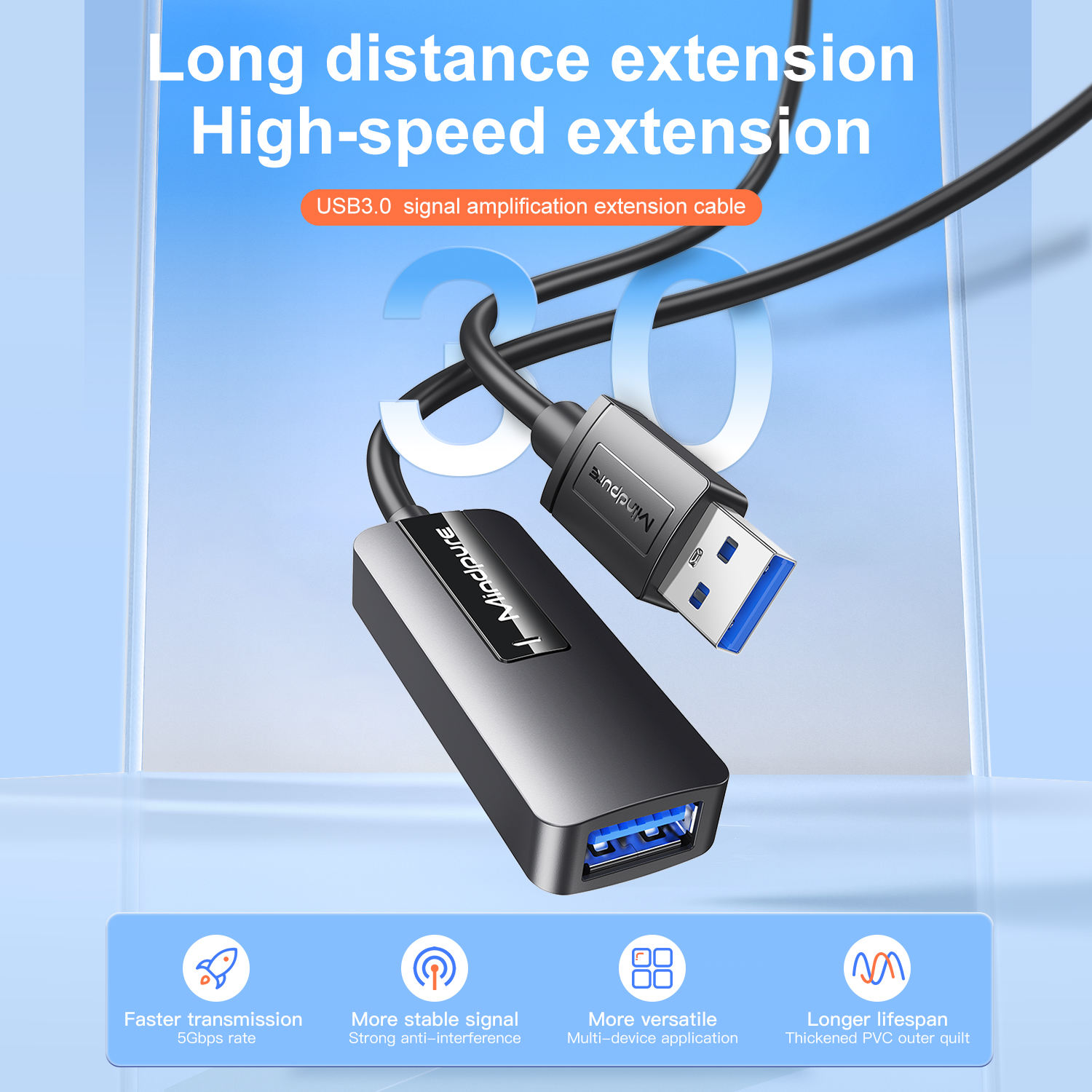 MINDPURE USB 3.0 EXTENSION CABLE WITH SIGNAL AMPLIFIER 20M LX10643 - Image 2