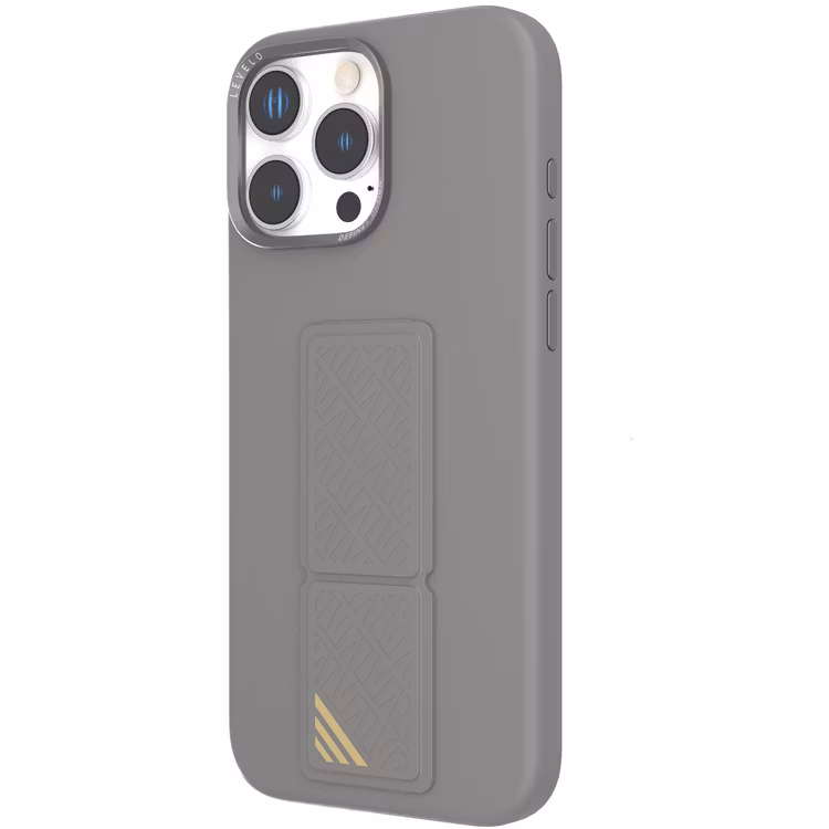 LEVELO IPHONE 16 PRO MORPHIX SILICONE CASE WITH LEATHER GRIP GRAY LVLMSL16PGY - Image 6