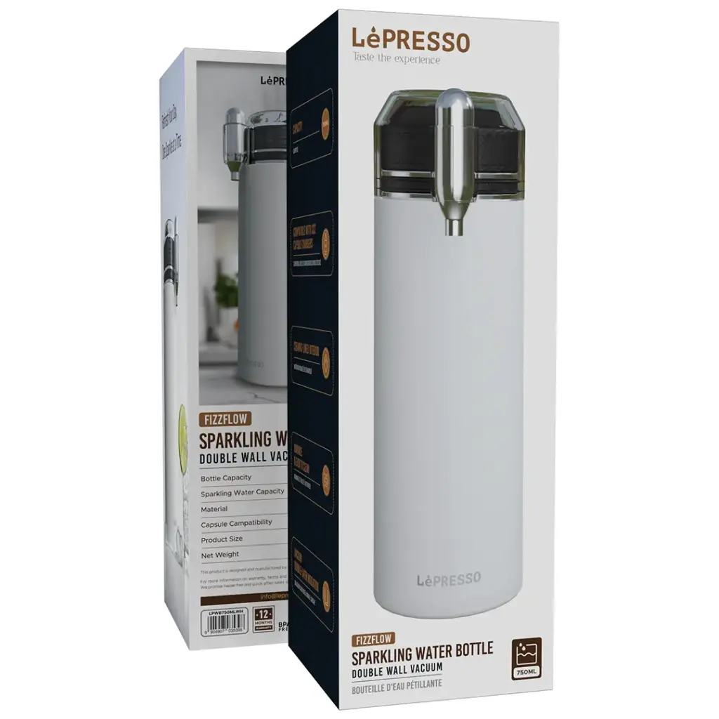 LEPRESSO 750ML DOUBLE WALL VACUUM FUNCTIONAL SPARKLING WATER BOTTLE WHITE LPWB750MLWH - Image 2