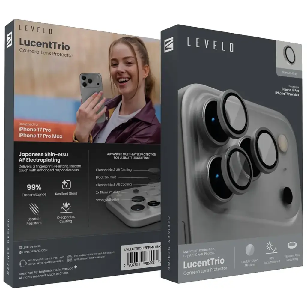 LEVELO LUCENTTRIO CAMERA LENS PROTECTOR IPHONE 17 PRO/PRO MAX TITANIUM GREY LVLLCTRIOL17PPMTTBK - Image 2