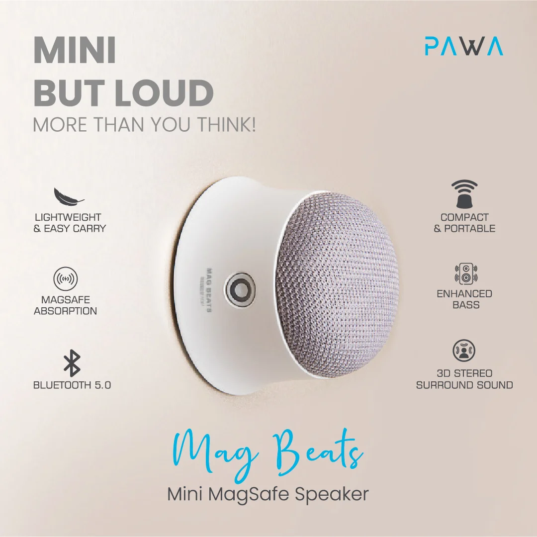 PAWA MAG BEATS MINI MAGSAFE SPEAKER WHITE PW-BTSPKMG2-WH - Image 4
