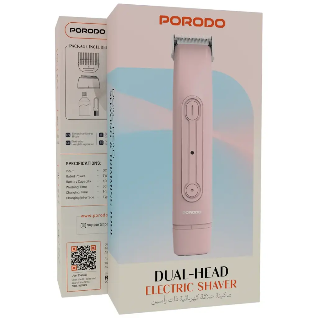 PORODO DUAL HEAD ELECTRIC SHAVER PINK PDLFSTHD706PK - Image 2