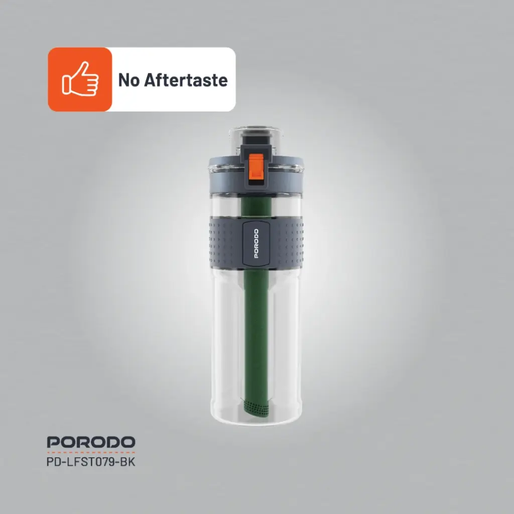 PORODO LIFESTYLE 2 STAGE FILTRATION WATER BOTTLE 600ML BLACK PD-LFST079-BK - Image 5