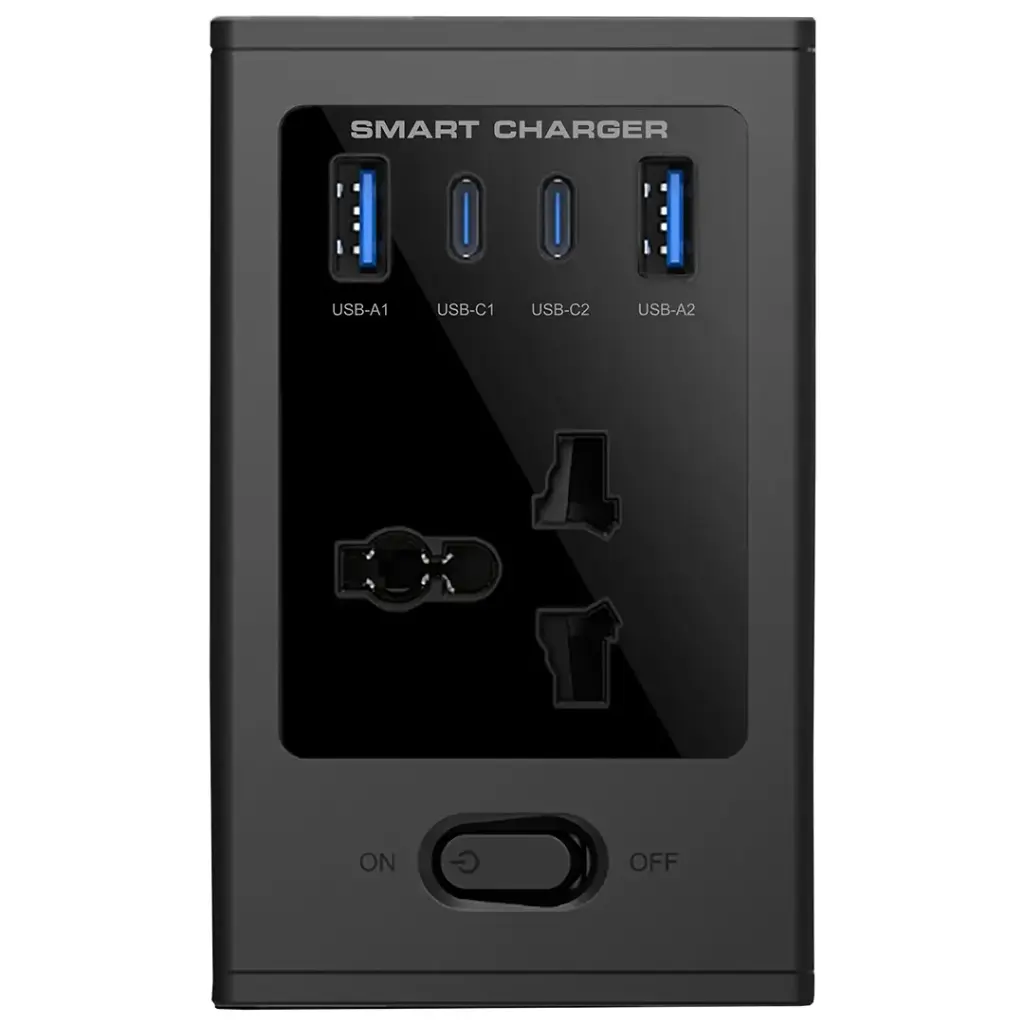 PORODO UNIVERSAL GAN MULTI PORT CUBE ADAPTER WITH 4 AC SOCKETS BLACK PDUNS8430BK - Image 3