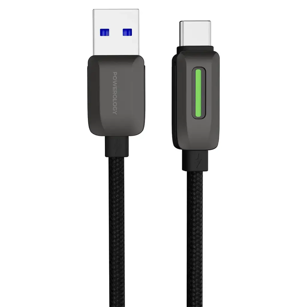 POWEROLOGY 12W BRAIDED USB A TO USB C CABLE BLACK PCABXGH122BK - Image 2