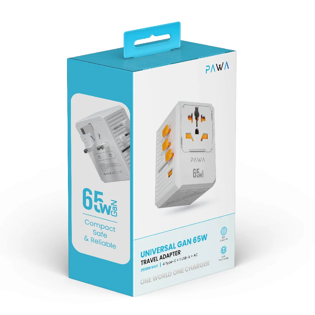 PAWA UNIVERSAL GAN 65W TRAVEL ADAPTER WHITE PW-TCUTA65W-WH - Image 3