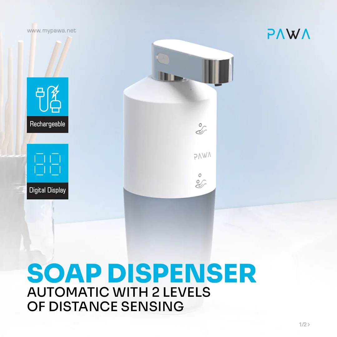 PAWA SOAP DISPENSER AUTOMATIC WITH 2 LEVELS OF DISTANCE SENSING WHITE PW-LFSTAMSD-WH - Image 2