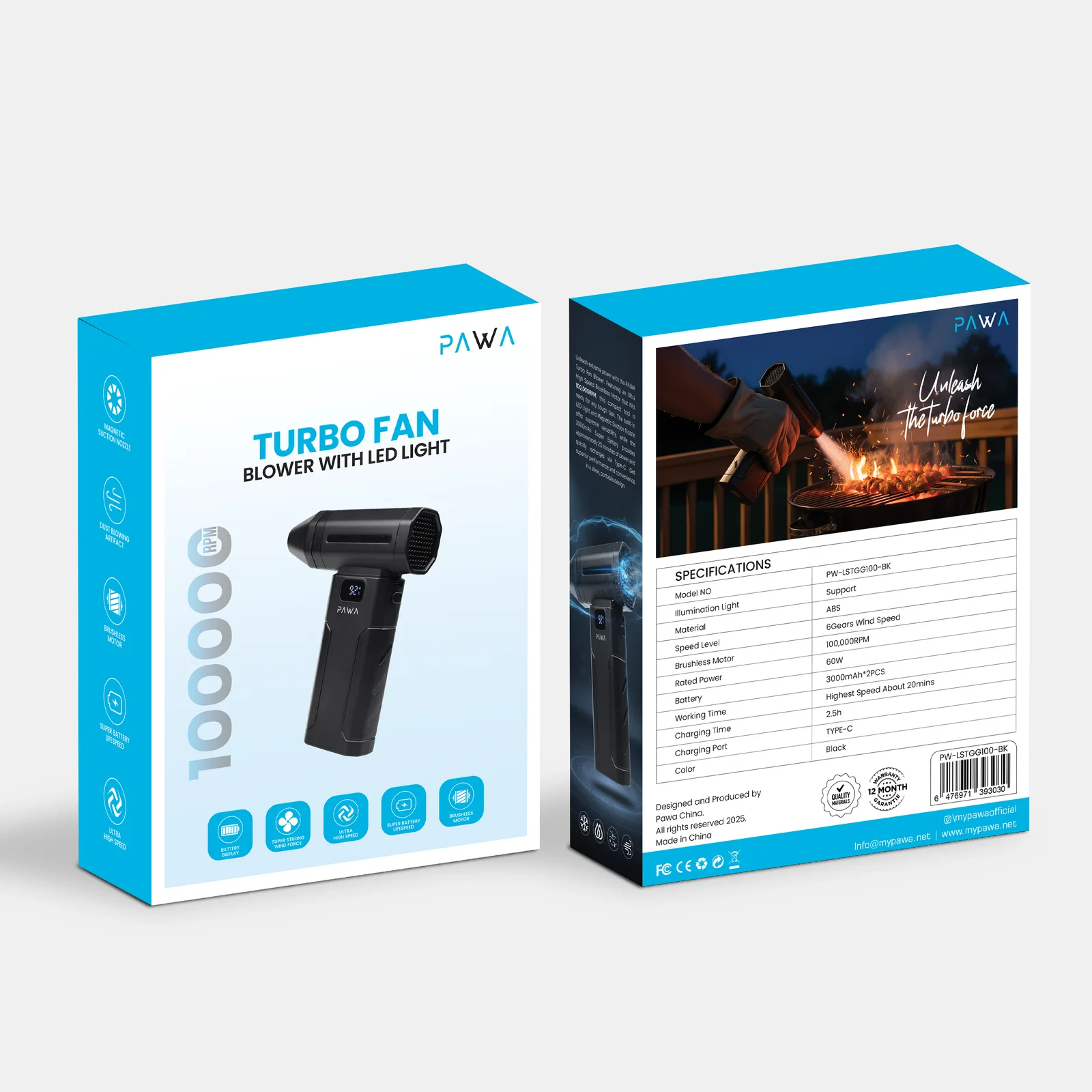 PAWA TURBO FAN BLOWER WITH LED LIGHT BLACK PW-LSTGG100-BK - Image 4