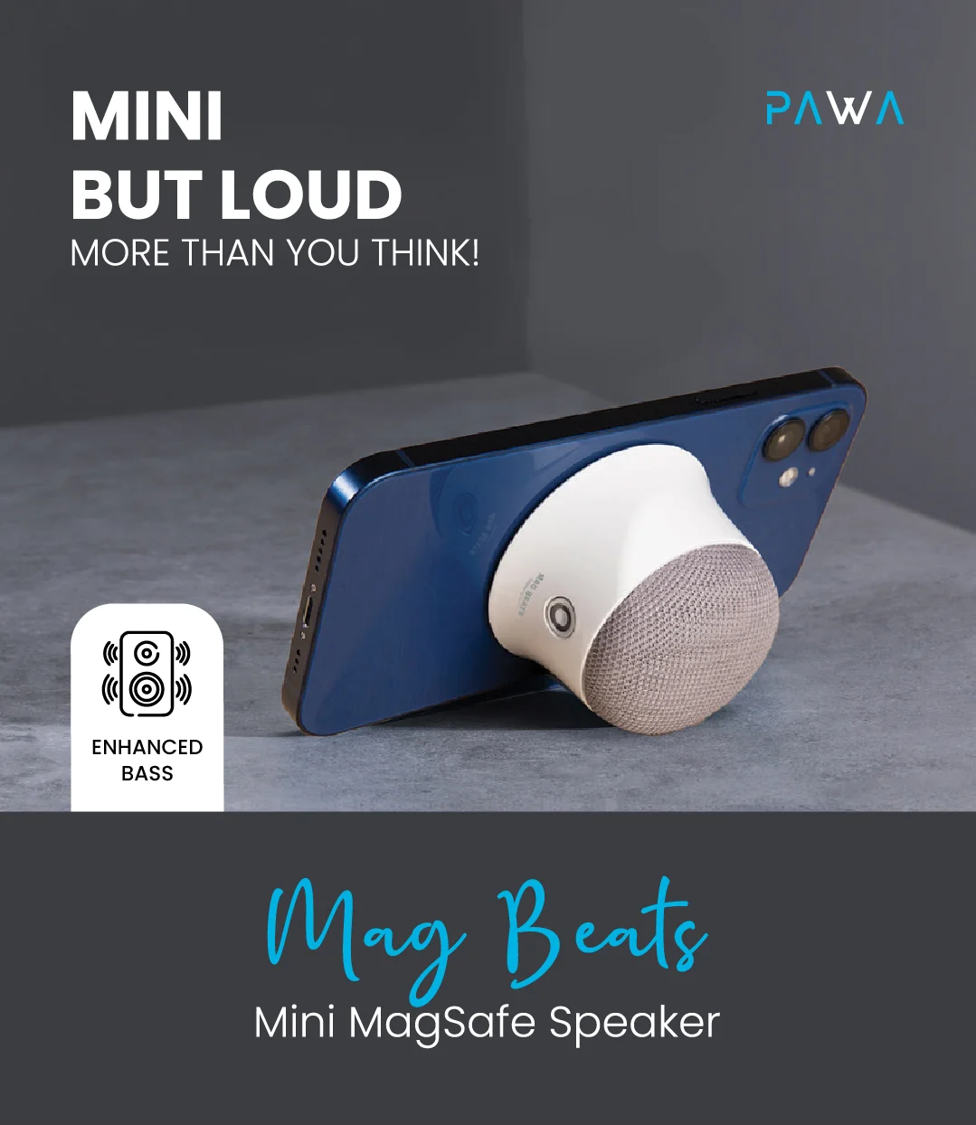 PAWA MAG BEATS MINI MAGSAFE SPEAKER WHITE PW-BTSPKMG2-WH - Image 2