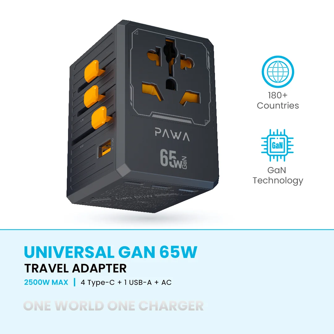 PAWA UNIVERSAL GAN 65W TRAVEL ADAPTER BLACK PW-TCUTA65W-BK - Image 2