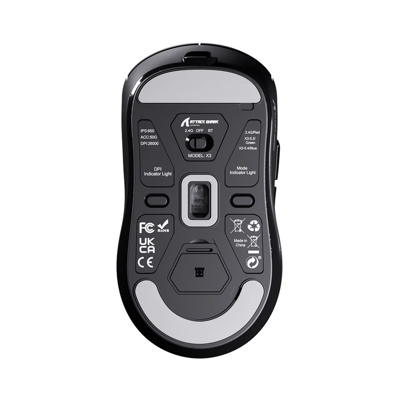ATTACK SHARK LIGHTWEIGHT WIRED + 2.4G + BT5.4 GAMING MOUSE BLACK X3 - Image 5