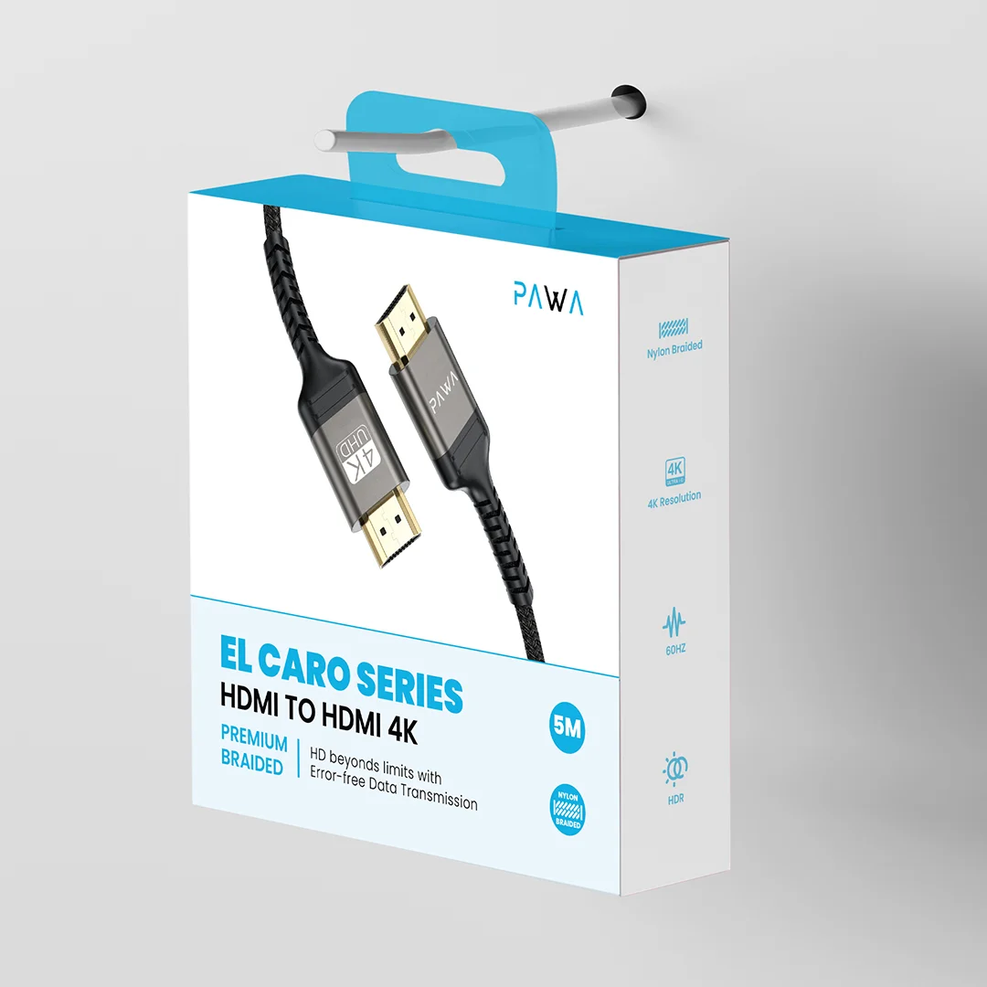 PAWA EL CARO SERIES HDMI TO HDMI 4K PREMIUM BRAIDED 5M CABLE BLACK PW-ELHD4K5M - Image 2