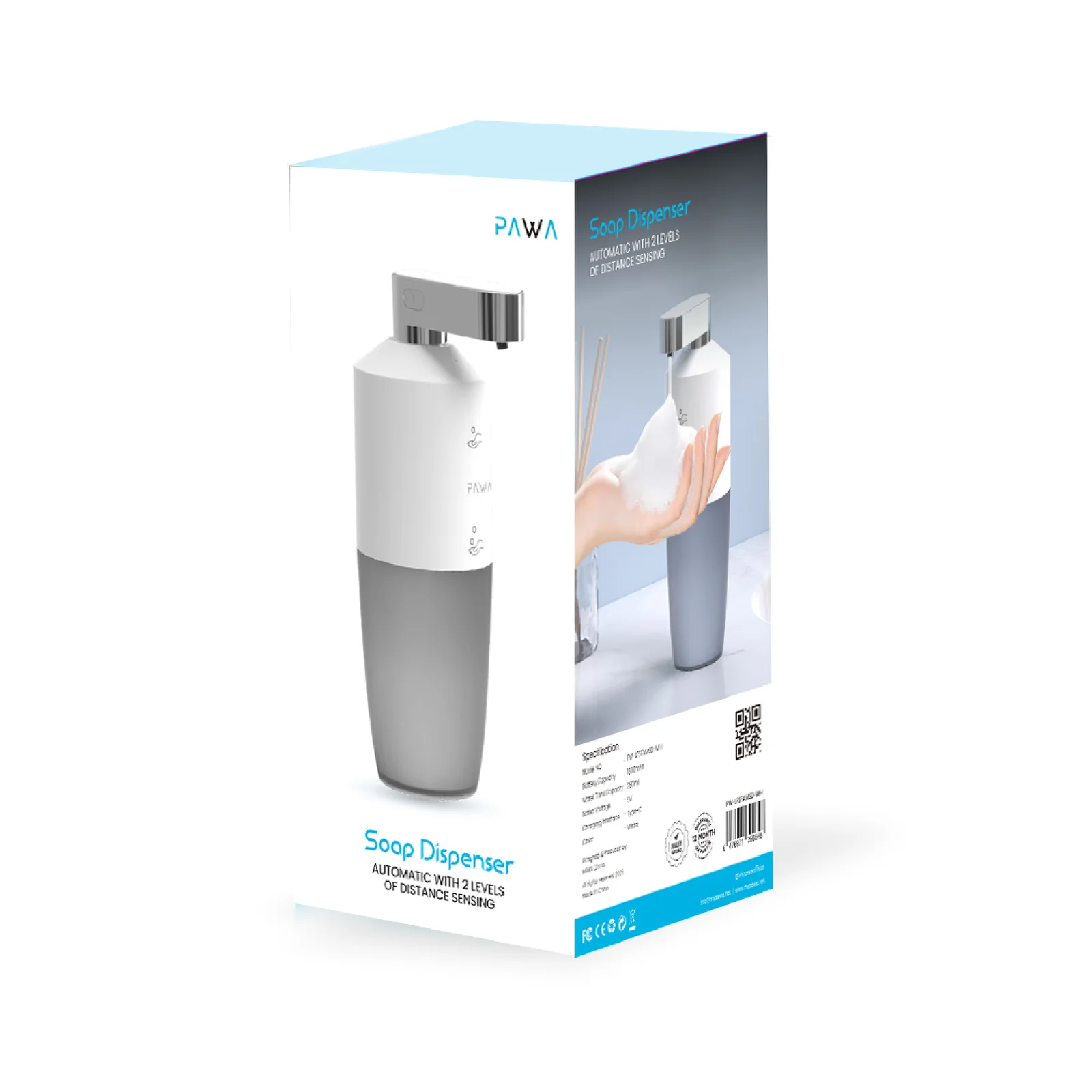PAWA SOAP DISPENSER AUTOMATIC WITH 2 LEVELS OF DISTANCE SENSING WHITE PW-LFSTAMSD-WH - Image 4