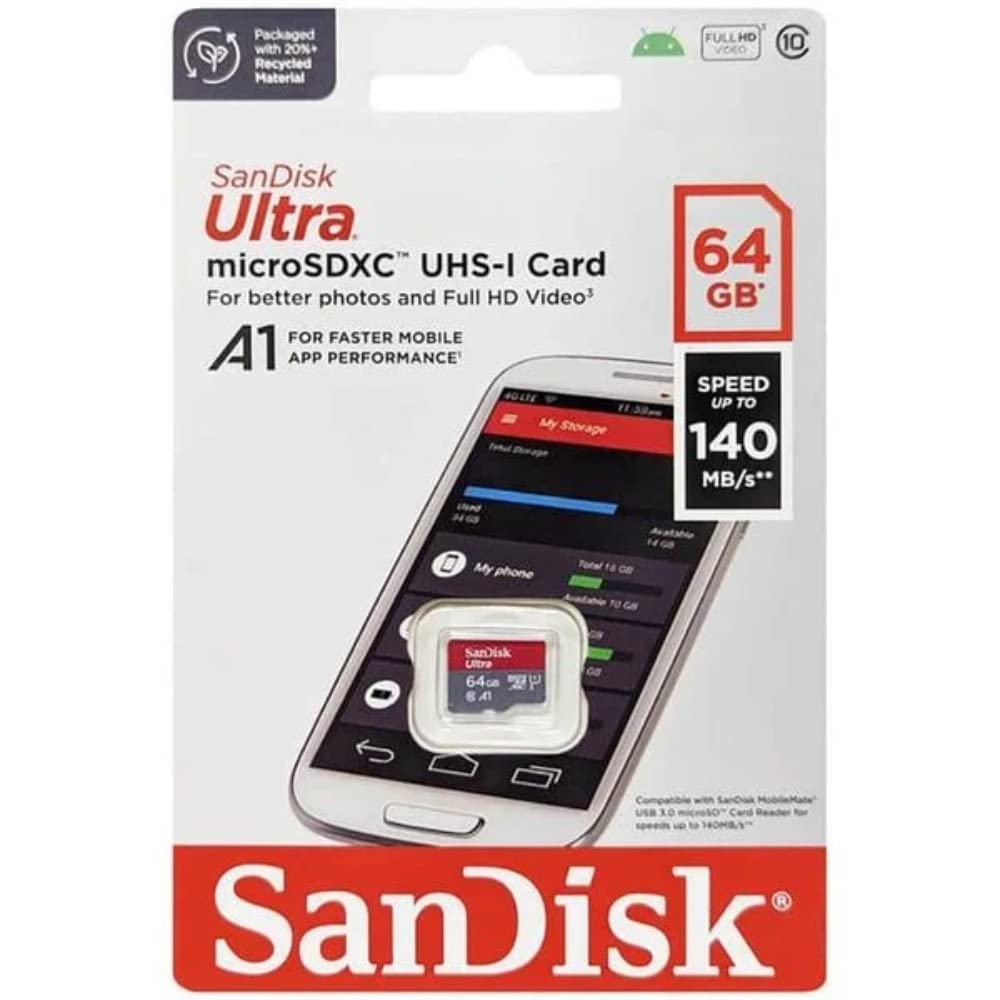 SANDISK ULTRA A1 MICROSDXC UHS-I CARD WITH ADAPTER 64GB SPEED UP TO 140 MBS SDSQUAB-064G-GN6MA - Image 2