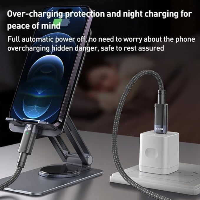 YESIDO 27W USB-C TO LIGHTNING AUTO DISCONNECTING CHARGING CABLE 1.2M BLACK CA159 - Image 6