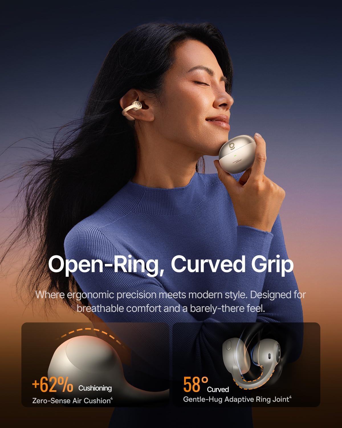 BASEUS INSPIRE XC1 OPEN EAR TRUE WIRELESS EARBUDS STARLIGHT OFF-WHITE A0102801 - Image 5