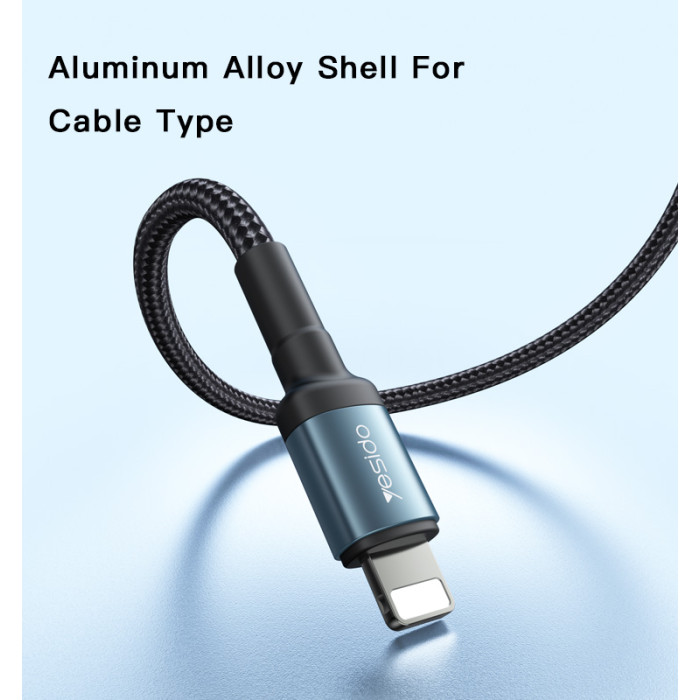 YESIDO 20W USB-C TO LIGHTNING CABLE 1.2M BLACK CA76 - Image 4