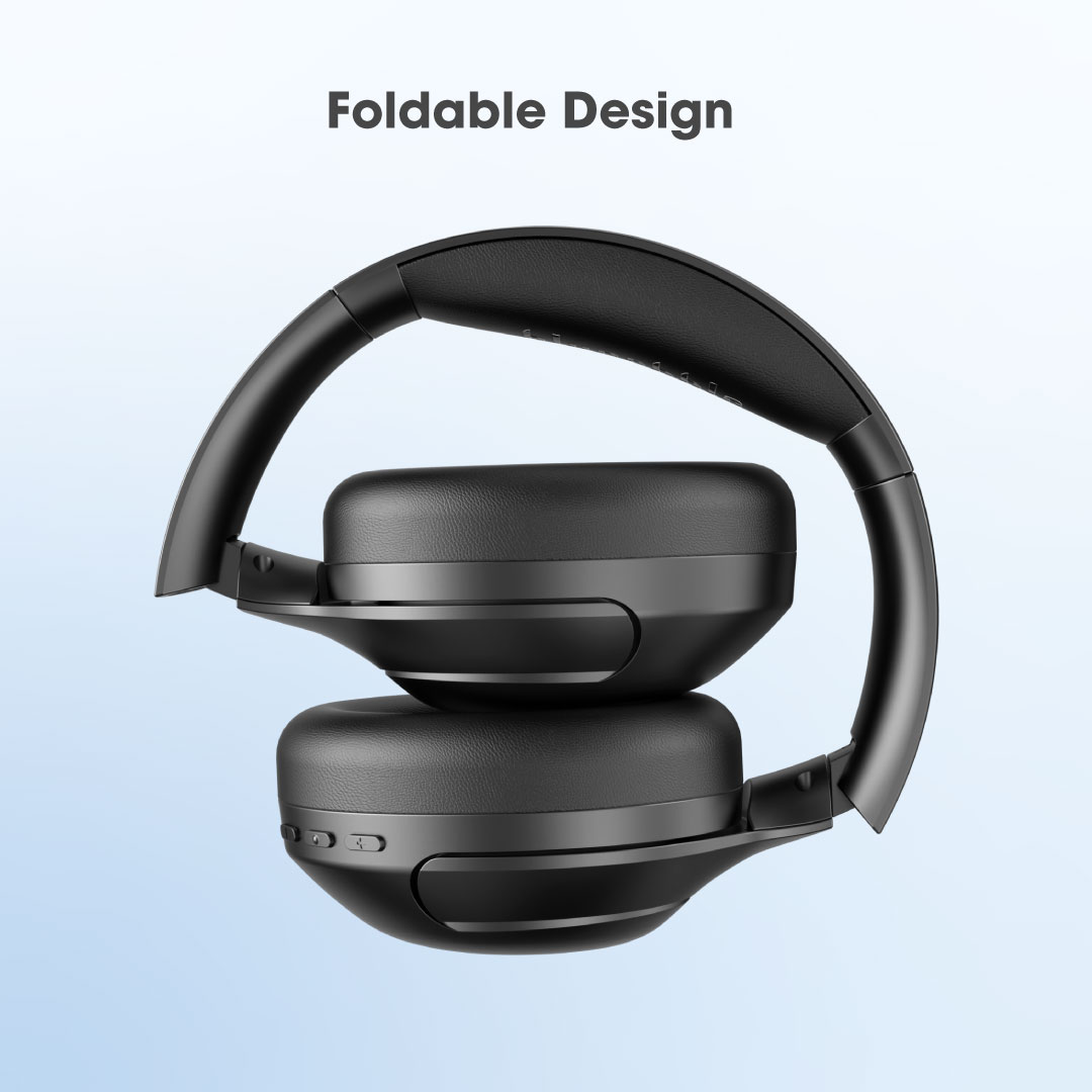BLUPEBBLE OVER EAR FOLDABLE DIGITAL HYBRID ANC HEADPHONES C100 BLACK BP-PAC100ANC-BK - Image 5