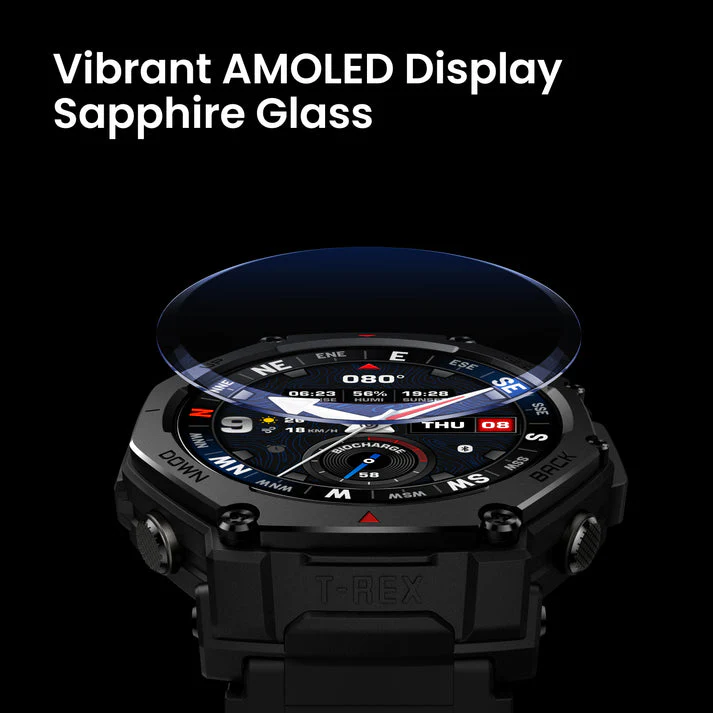 AMAZFIT T-REX 3 PRO 44MM SMART WATCH TACTICAL BLACK A2549 - Image 3