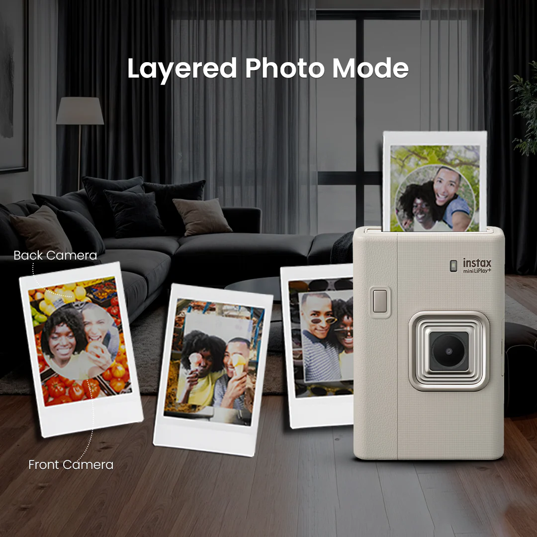FUJIFILM INSTAX MINI LIPLAY PLUS HYBRID INSTANT CAMERA SAND BEIGE - Image 2