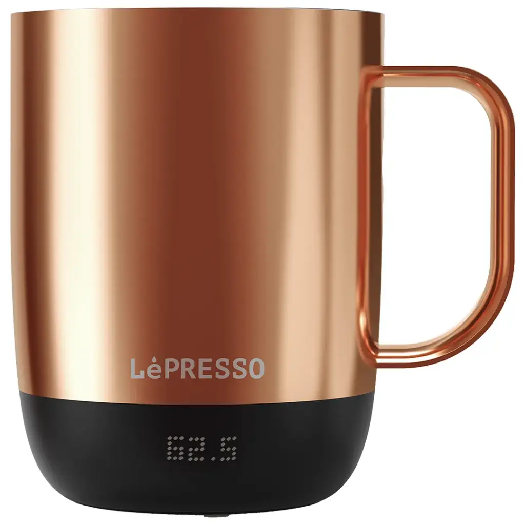 LEPRESSO AURELIO CERAMIC MUG WITH TEMPERATURE CONTROL BASE ROSE GOLD LPCFFACM0062RG - Image 2