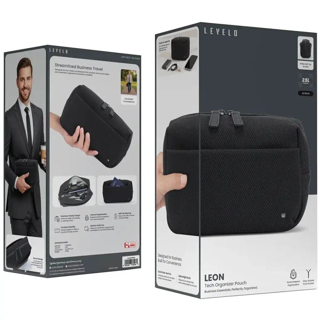 LEVELO LEON TECH ORGANIZER POUCH JET BLACK LVLLEONPBK - Image 3