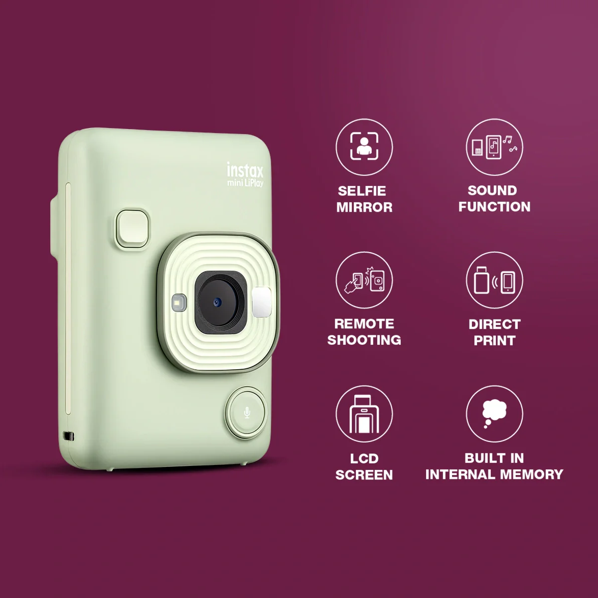 FUJIFILM INSTAX MINI LIPLAY HYBRID INSTANT CAMERA GREEN - Image 5
