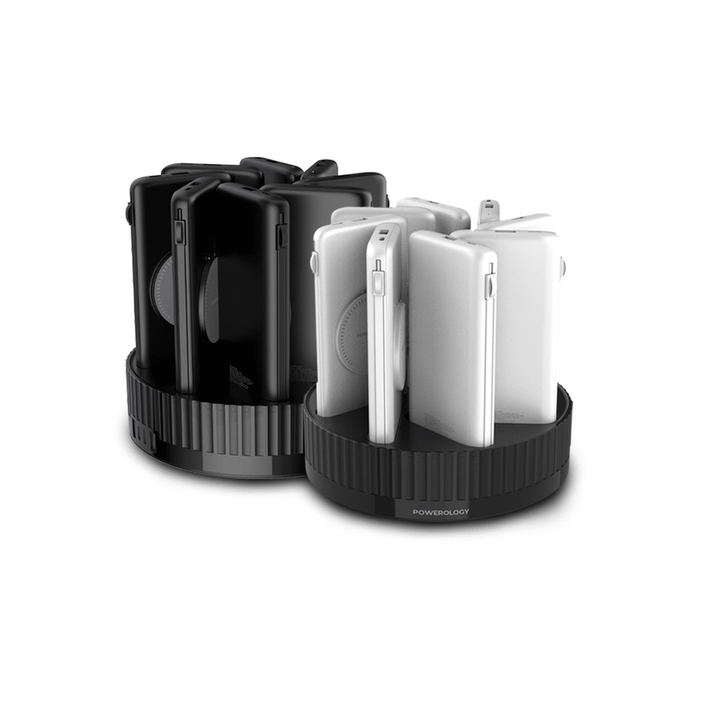 POWEROLOGY 8 IN 1 STATION 10000MAH PD 120W QC WIRELESS POWER BANK WHITE PPBCHA2681WH - Image 2