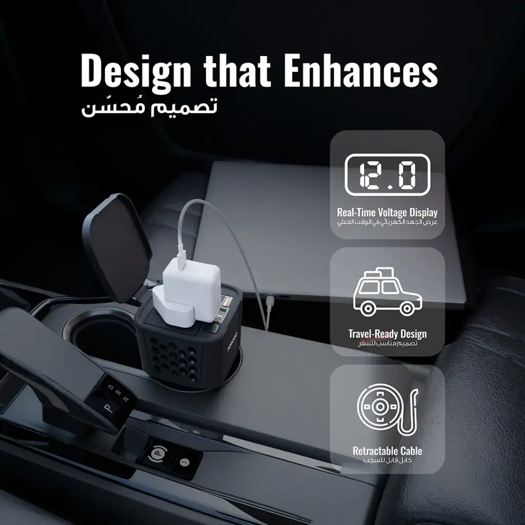 PORODO DRIVESTATION 200W CAR POWER INVERTER REAL TIME VOLTAGE DISPLAY BLACK PDCI103BK - Image 5