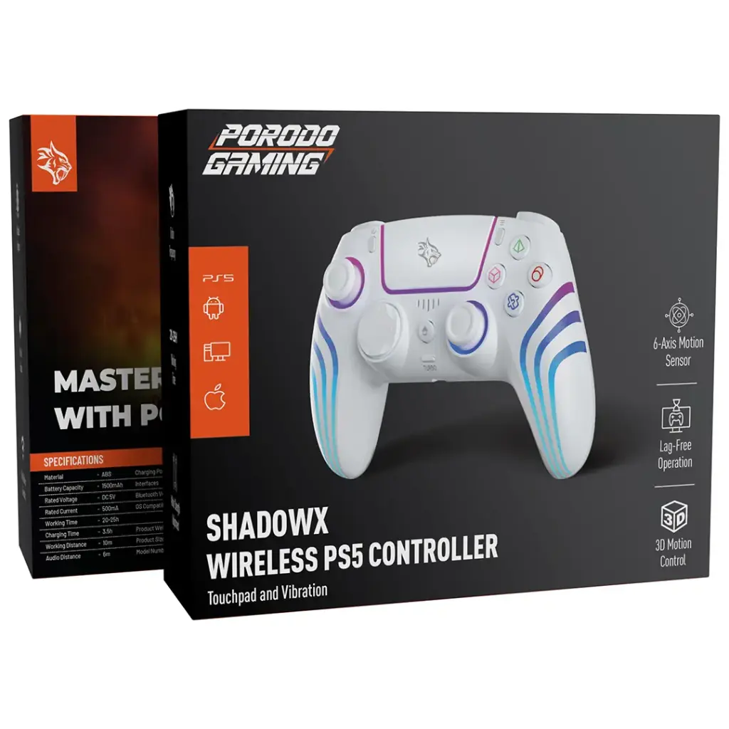 PORODO GAMING SHADOWX WIRELESS PS5 CONTROLLER WHITE PDX641WH - Image 2