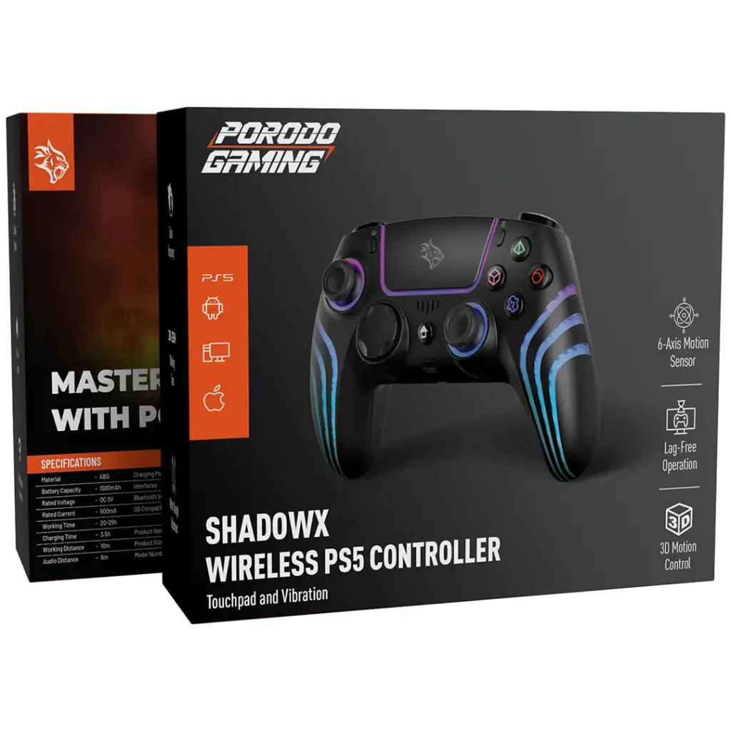 PORODO GAMING SHADOWX WIRELESS PS5 CONTROLLER BLACK PDX641BK - Image 2