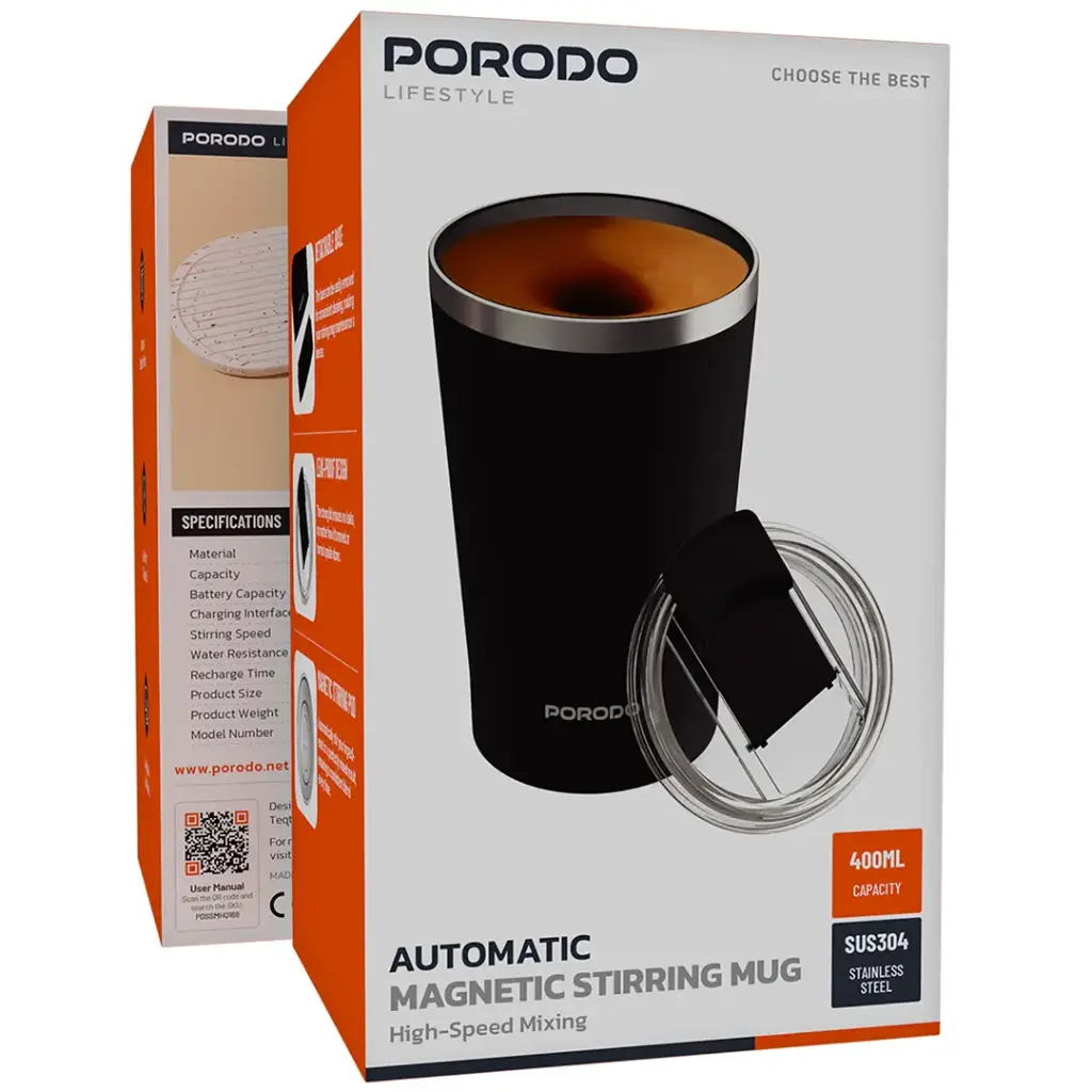 PORODO LIFESTYLE AUTOMATIC MAGNETIC STIRRING MUG HIGH SPEED MIXING PINK PDSSMHQ168PK - Image 3