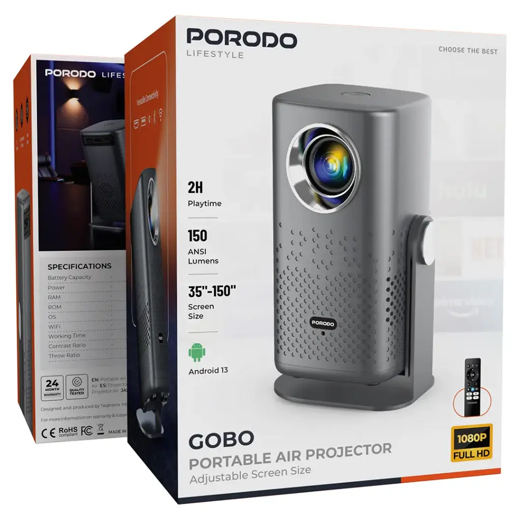 PORODO LIFESTYLE GOBO PORTABLE AIR PROJECTOR GRAY PDLFSTH1PGY - Image 4