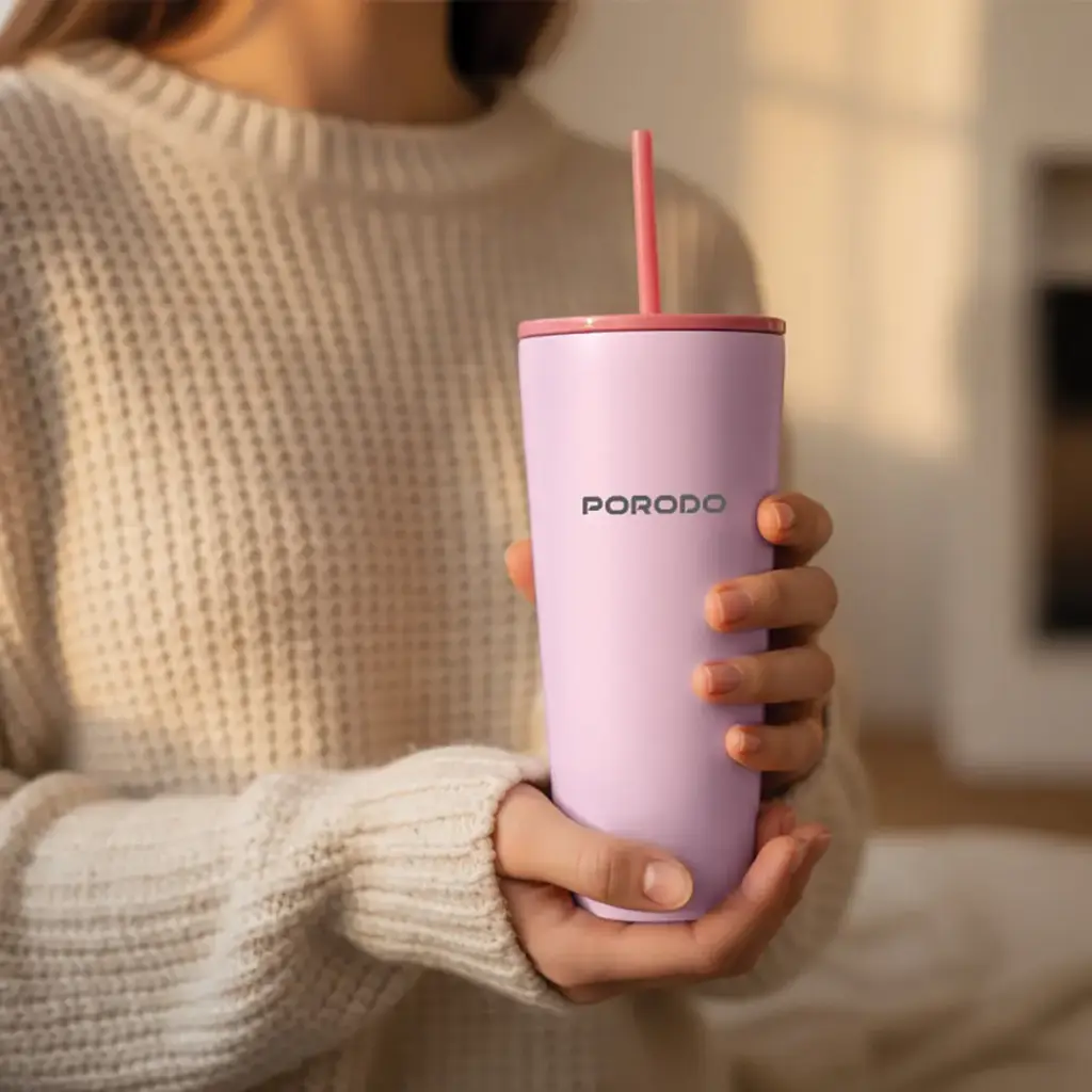 PORODO LIFESTYLE STAINLESS STEEL DOUBLE WALL TUMBLER PINK PDLFSTDN027PK - Image 3