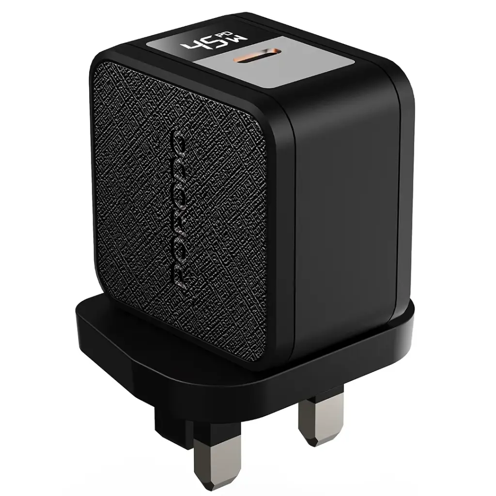 PORODO QUANTUM GAN 45W USB C WALL CHARGER WITH DIGITAL DISPLAY BLACK PDFWCH093BK - Image 2