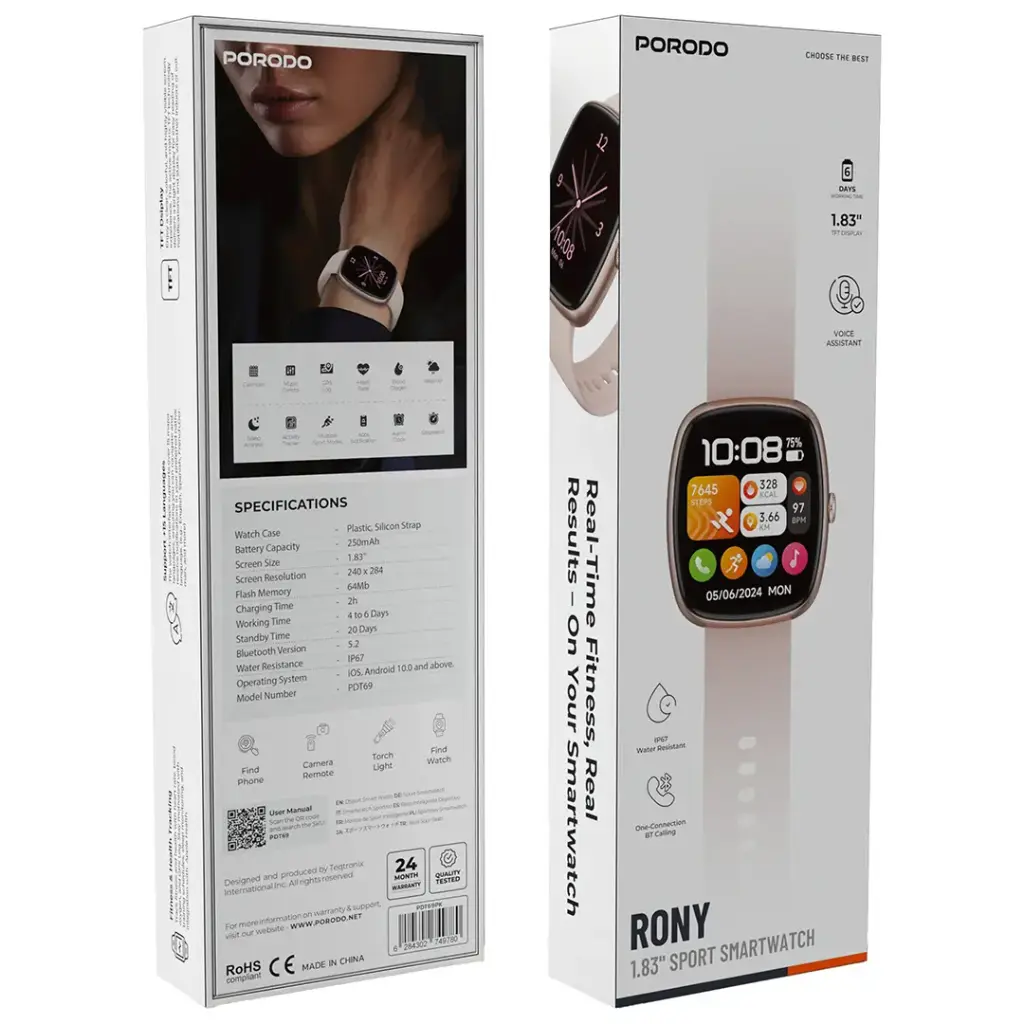 PORODO RONY 1.83 SPORT SMART WATCH PINK PDT69PK - Image 5