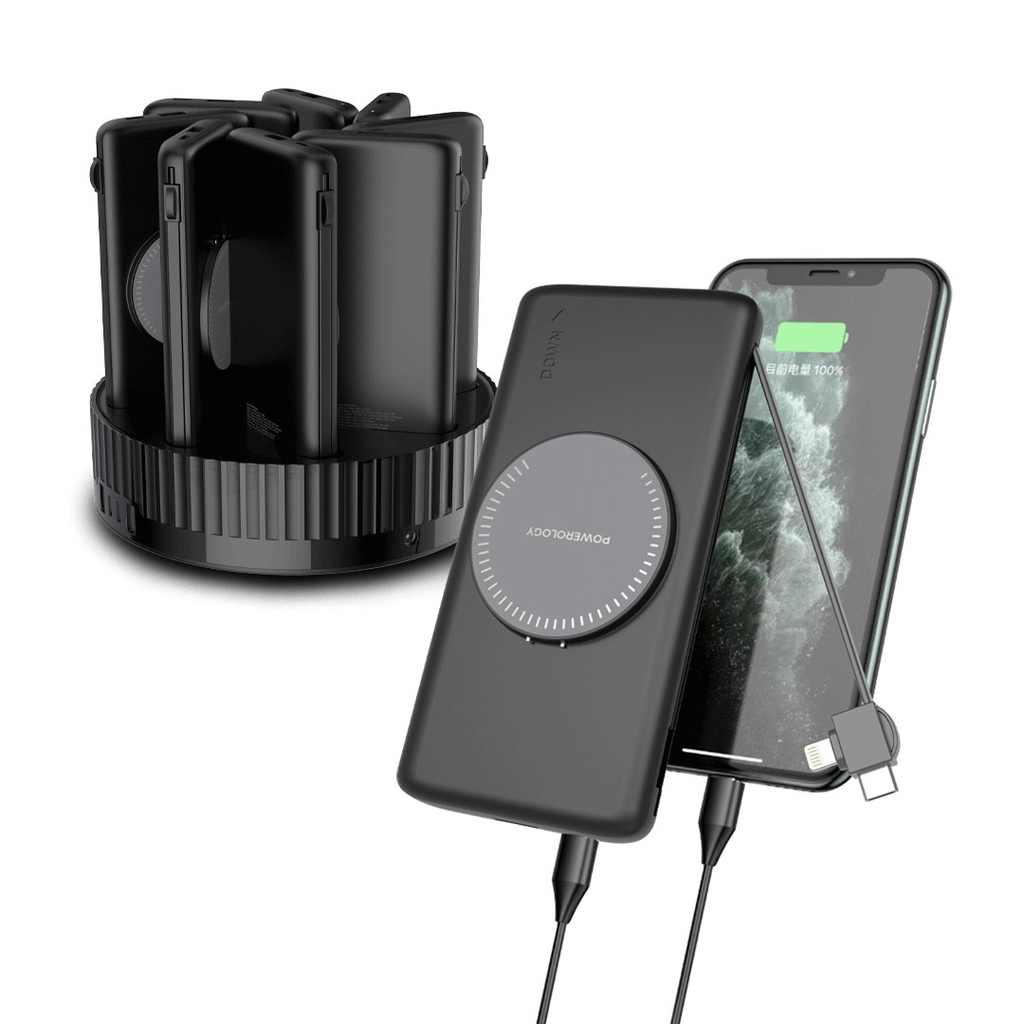 POWEROLOGY 8 IN 1 STATION 10000MAH PD 120W QC WIRELESS POWER BANK WHITE PPBCHA2681WH - Image 3