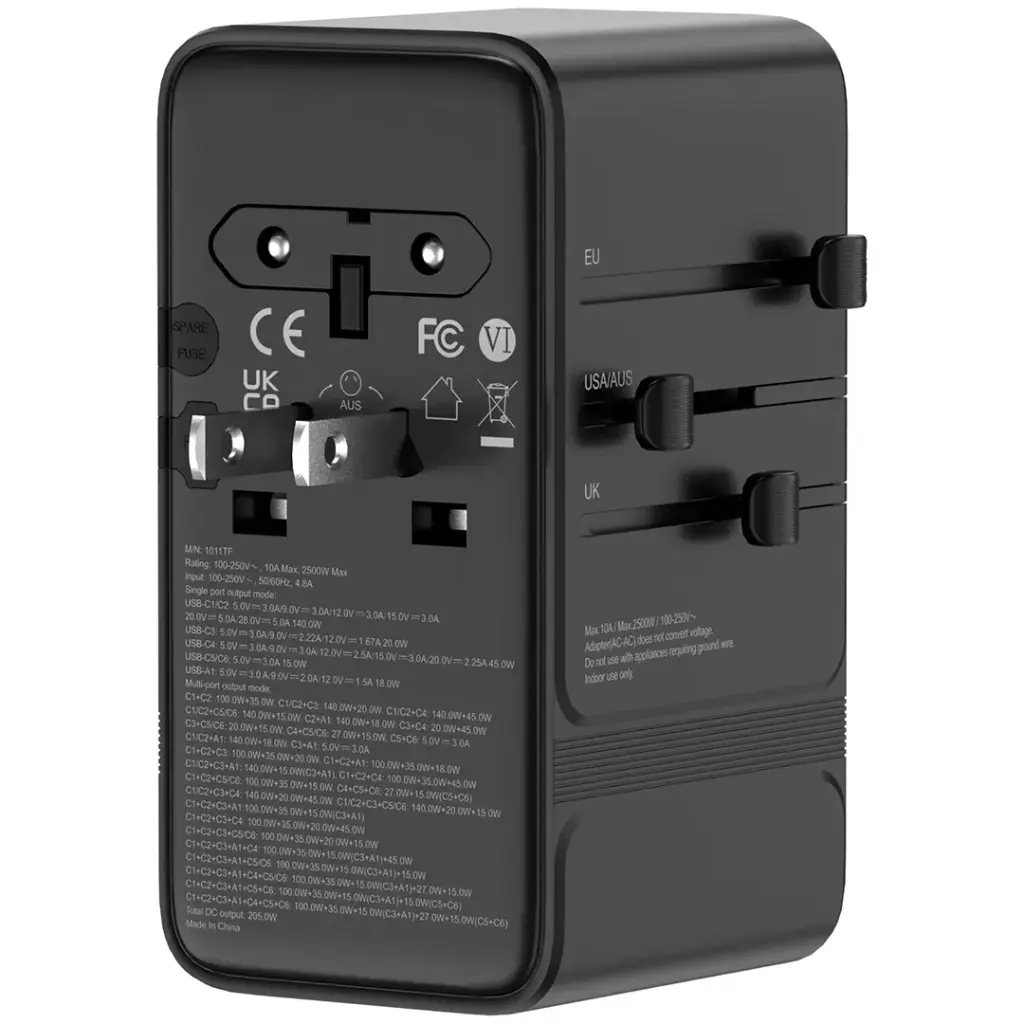 POWEROLOGY SPETROVA GAN MULTI PORT UNIVERSAL ADAPTER PD 140W BLACK PPBCHA120BK - Image 2