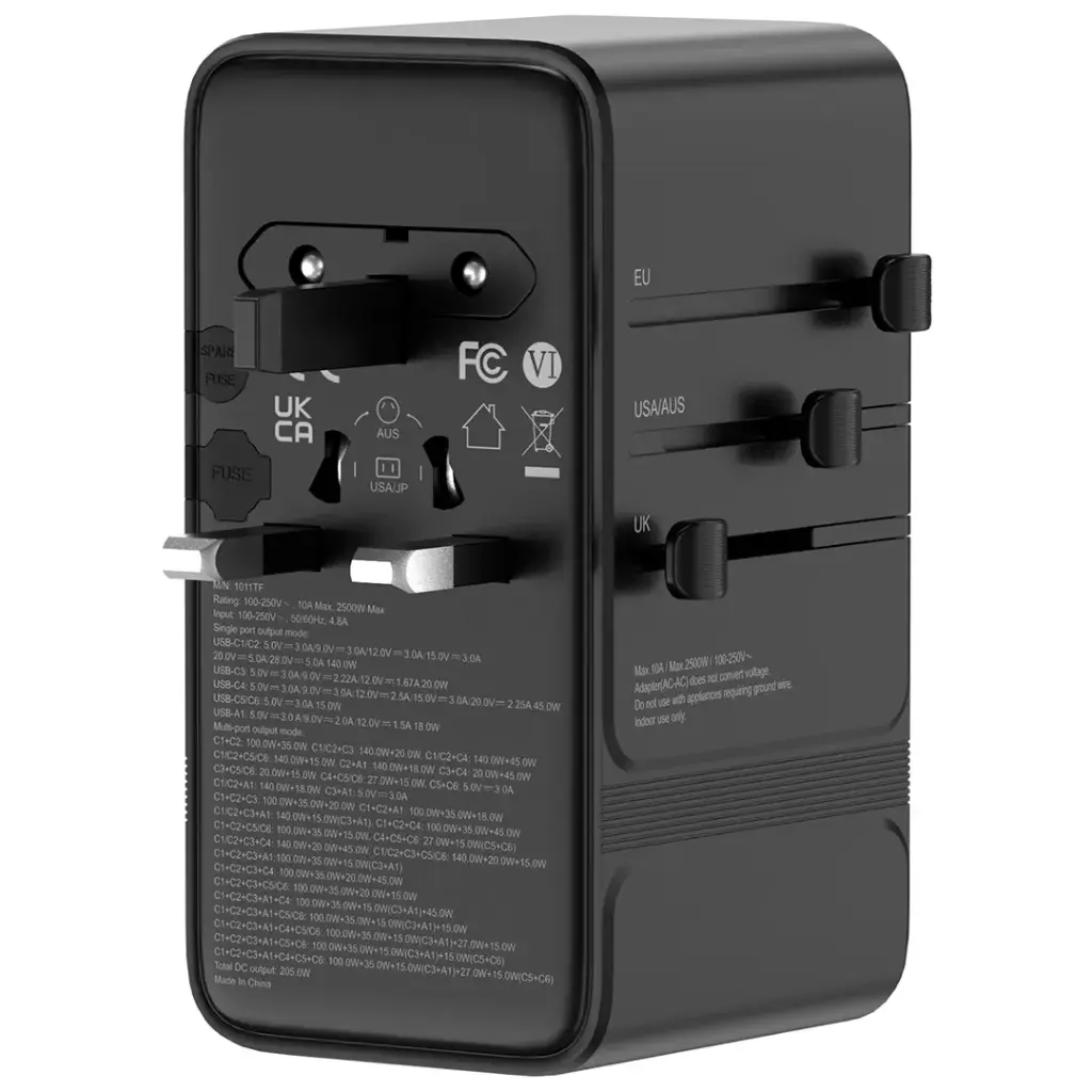 POWEROLOGY SPETROVA GAN MULTI PORT UNIVERSAL ADAPTER PD 140W BLACK PPBCHA120BK - Image 4