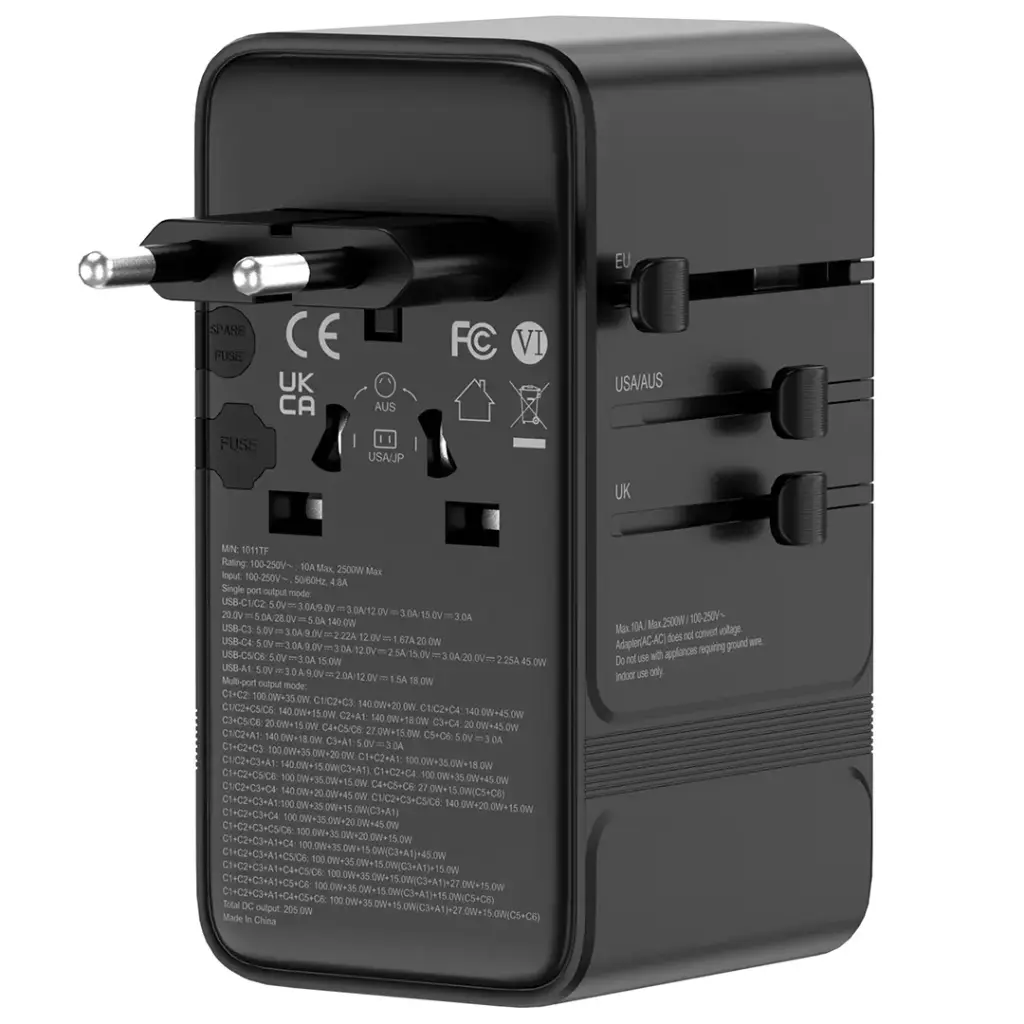 POWEROLOGY SPETROVA GAN MULTI PORT UNIVERSAL ADAPTER PD 140W BLACK PPBCHA120BK - Image 3