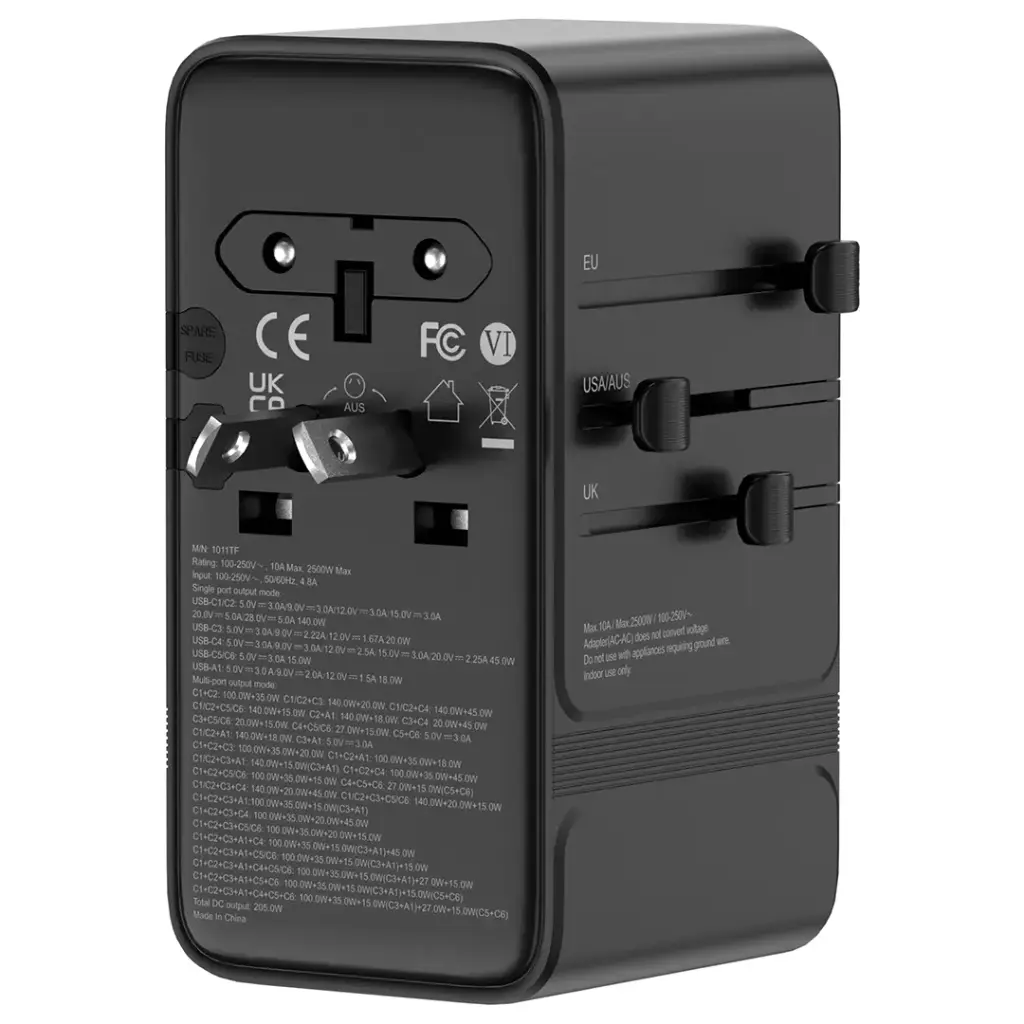 POWEROLOGY SPETROVA GAN MULTI PORT UNIVERSAL ADAPTER PD 140W BLACK PPBCHA120BK - Image 5