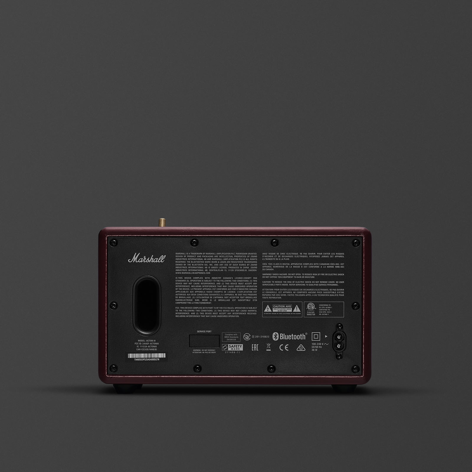 MARSHALL ACTON III PORTABLE BLUETOOTH HOME SPEAKER BURGUNDY - Image 2