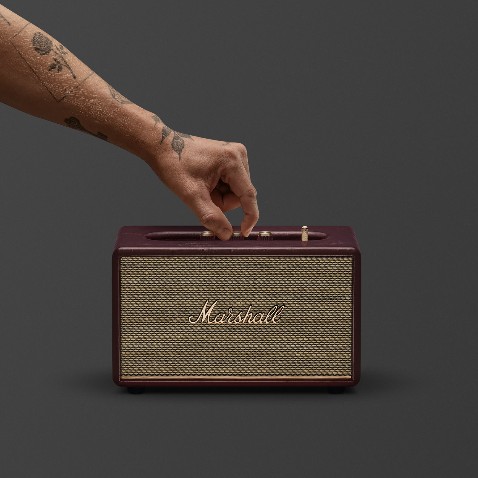 MARSHALL ACTON III PORTABLE BLUETOOTH HOME SPEAKER BURGUNDY - Image 3