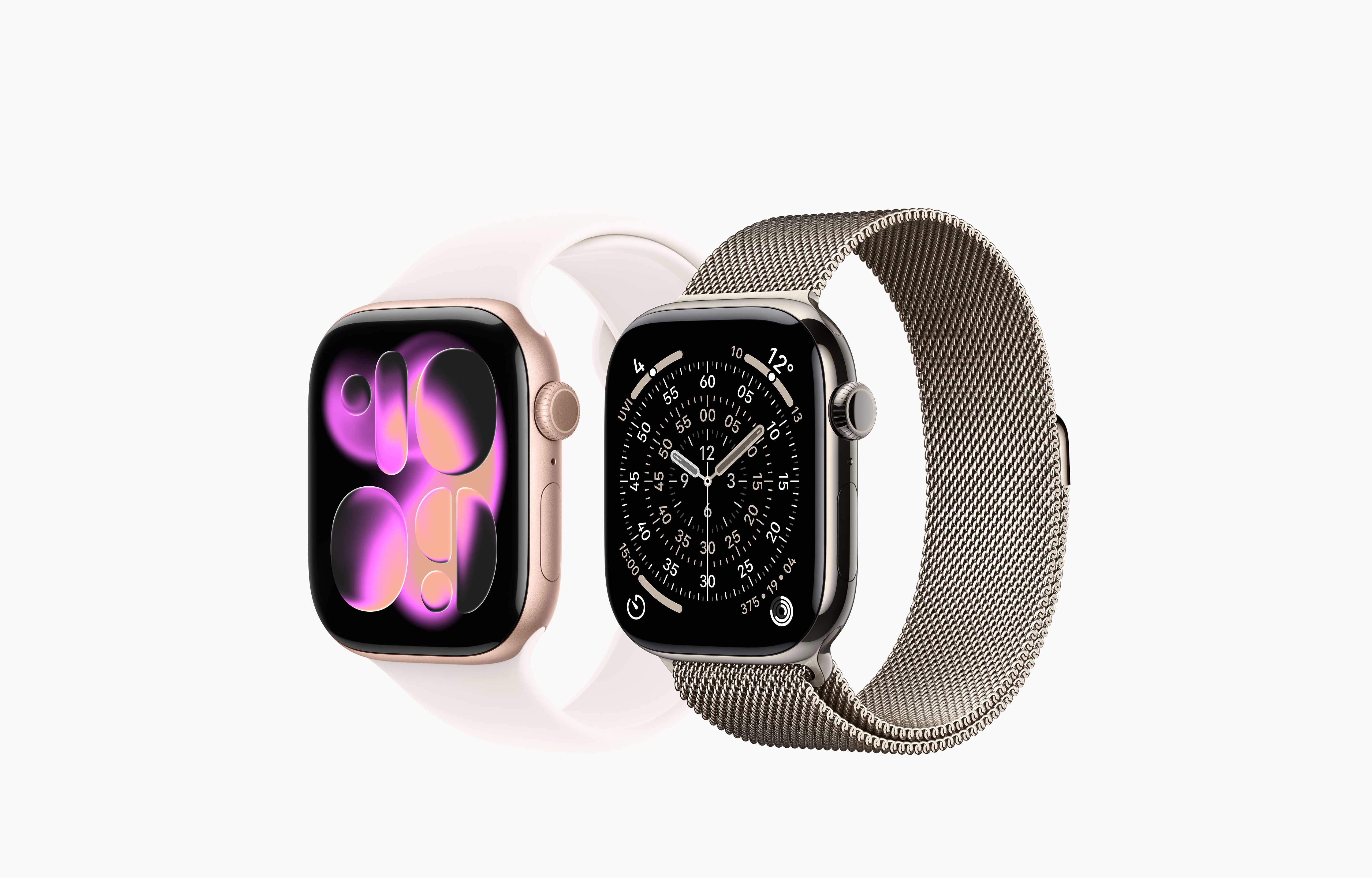 APPLE WATCH SERIES 11 GPS+ CELLULAR 42MM GOLD TITANIUM CASE WITH LIGHT BLUSH SPORT BAND S-M MF8W4 - Image 2